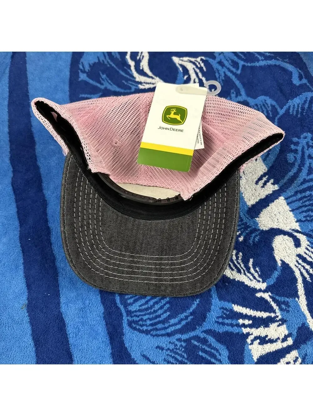 John Deere Ladies Pink/Gray Mesh Snap back Hat/Cap NEW WITH TAGS